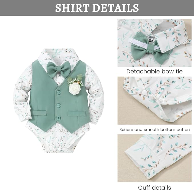 SANMIO Baby Boy Clothes Suits Infant Gentleman Outfit Collared Dress - Image 3