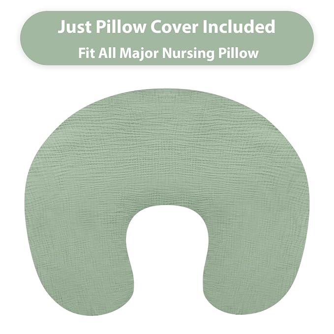 Hooyax Muslin Nursing Pillow Cover, Soft Breathable Feeding Slipcover - Image 2