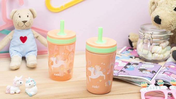 Zak Designs Unicorn Kelso Tumbler Set, Leak-Proof Screw-On Lid - Image 12