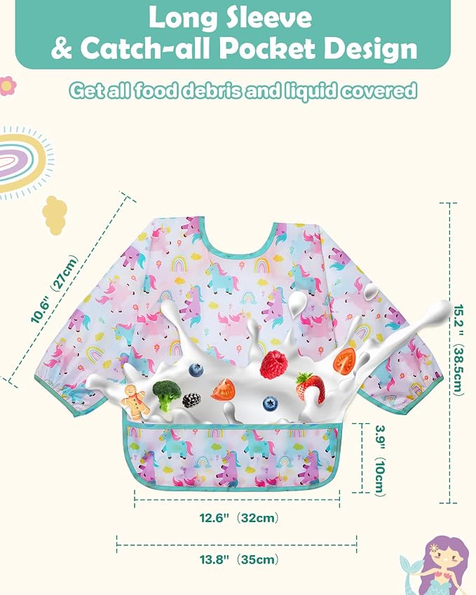Lictin 3 Pack Baby Bibs for Boy or Girl, Cute Long Sleeve Bib, Waterproof Bibs - Image 5