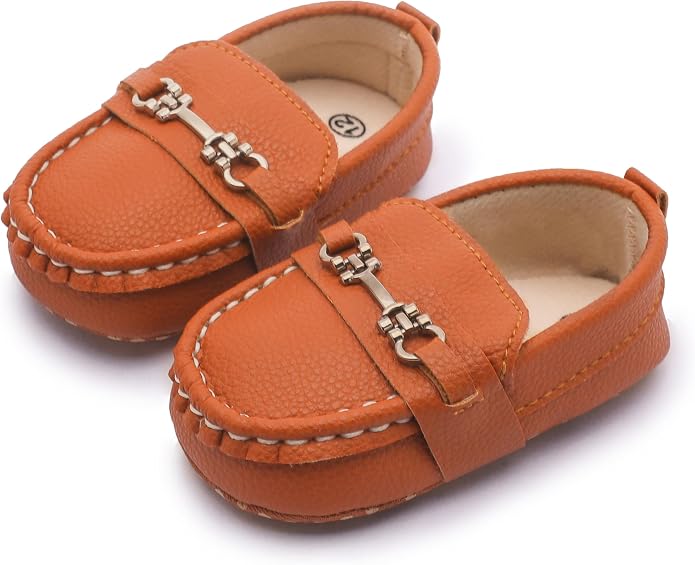 LONSOEN Baby Girls Boys Loafers Prewalker Dress Crib Shoes - Image 5