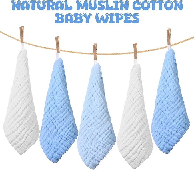 Breling 20 Pcs Baby Muslin Washcloth 12 x 12 Inch 100% Cotton Soft and - Image 4