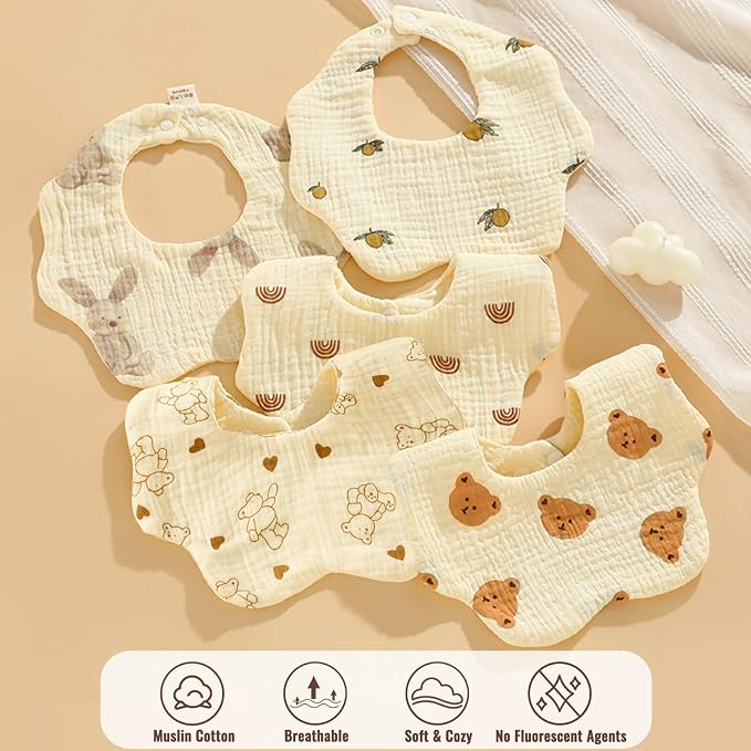 Muslin Baby Bibs for Drooling and Teething Newborn Drool Bibs for Baby Girl Boy - Image 4