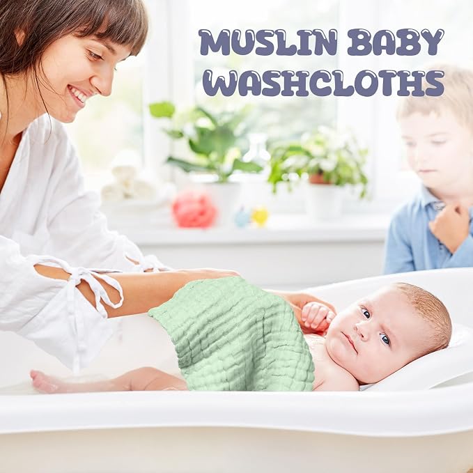Breling 20 Pcs Baby Muslin Washcloth 12 x 12 Inch 100% Cotton Soft and - Image 5