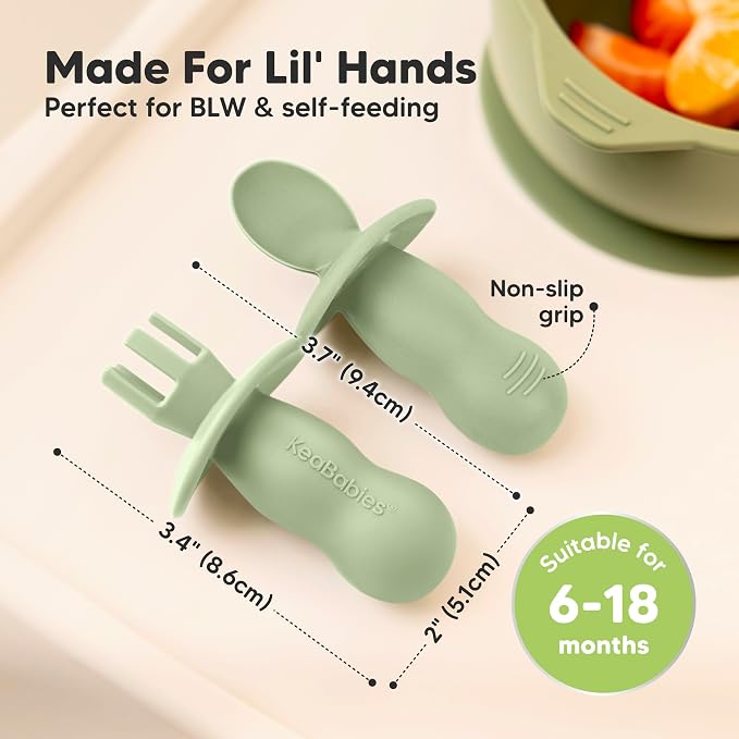 KeaBabies 4-Pack Silicone Baby Spoons and Forks Set - Image 3