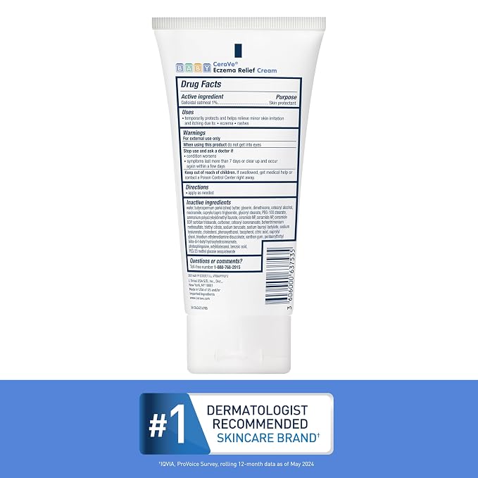 CeraVe Baby Eczema Relief Cream, 1% Colloidal Oatmeal Cream - Image 7