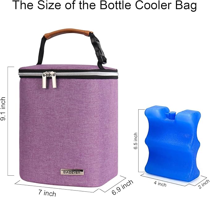 Breast Milk Cooler Bag with Ice Pack Fits 4 Baby Bottles Up to 9 Ounce - Image 5