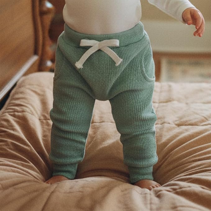 Sejardin Toddler Baby Boy Girl Pants 3 Pack Solid Color Elastic Waist Jogger - Image 2