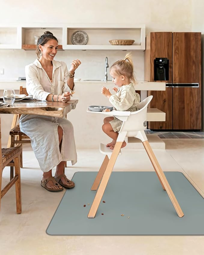 Blissful Diary Baby Splat Mat for Under High Chair, 50.4 x 50.4 Inch Wipeable - Image 4