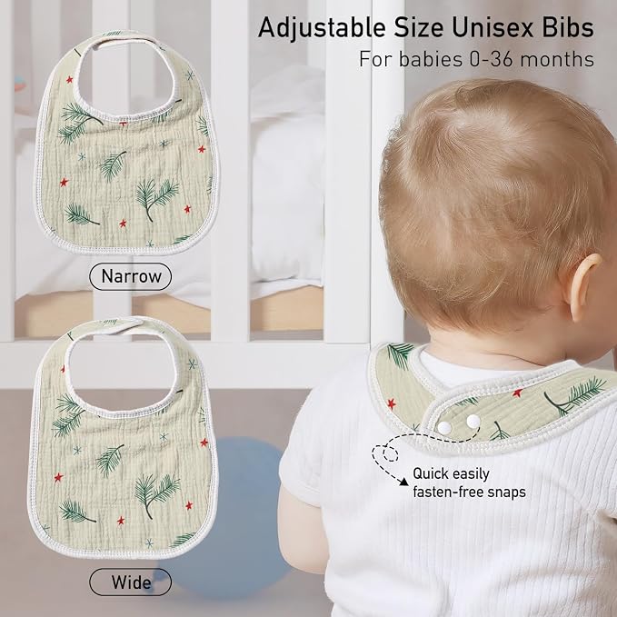 GLLQUEN BABY Muslin Drool Bibs for Boys Girls 8 Pack, Adjustable Baby Bibs for - Image 4