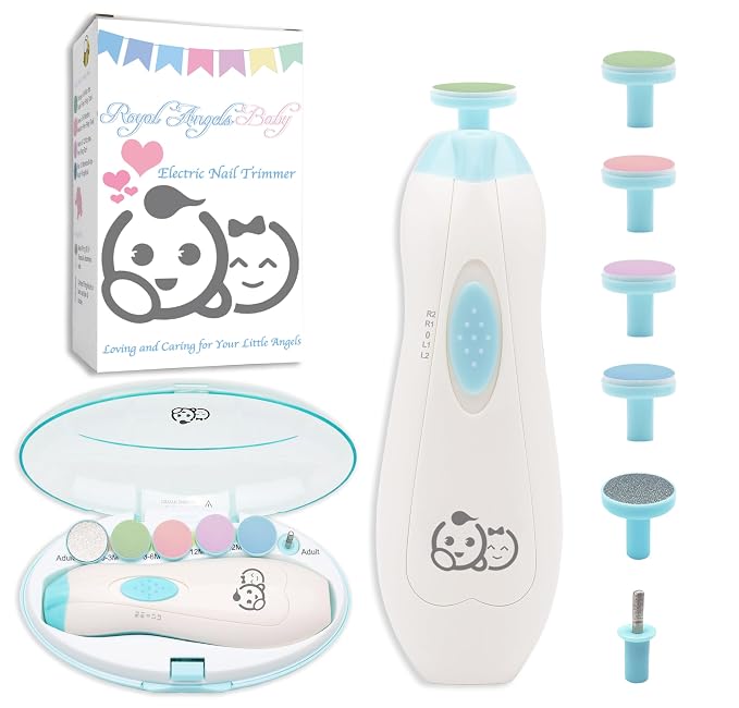 Baby Nail Trimmer 6 in 1, Usage Labeled Case, Royal Angels Baby Electric Nail by Royal+Angels