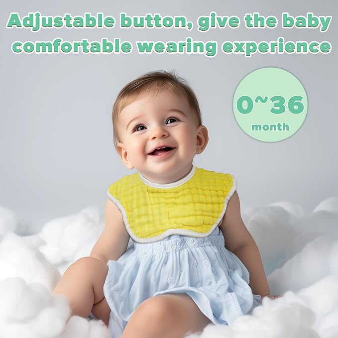 Baby Bibs Muslin Bibs 8 Pack for Drooling and Teething for Unisex Girls Boys - Image 5