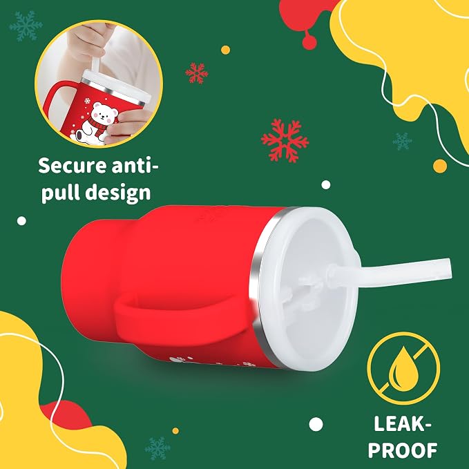 Bella's Friends Christmas Mini Tumbler- 9 0z Toddler Sippy Cup, Flexible Straw - Image 5