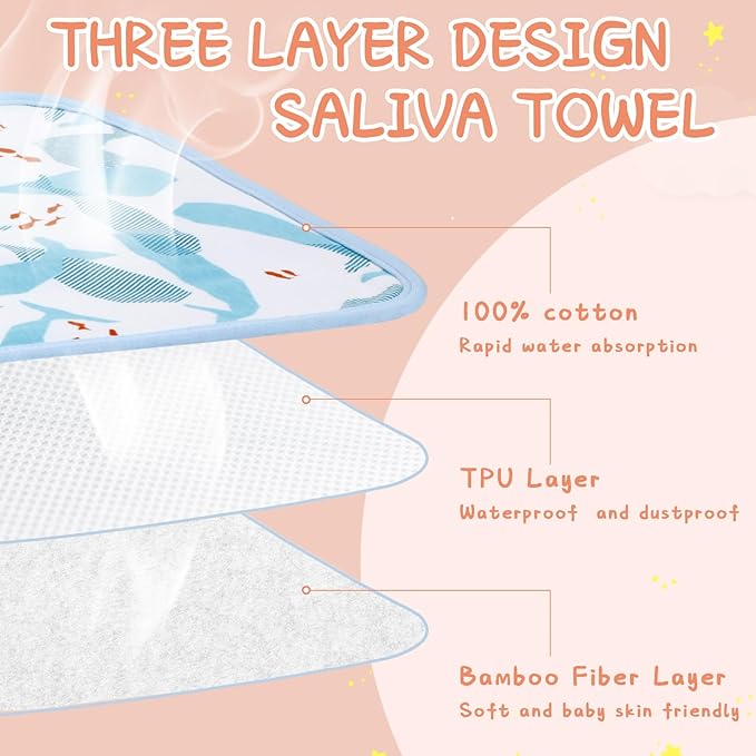 Newwiee 5 Pcs Large Towel Bib Toddler - Image 4