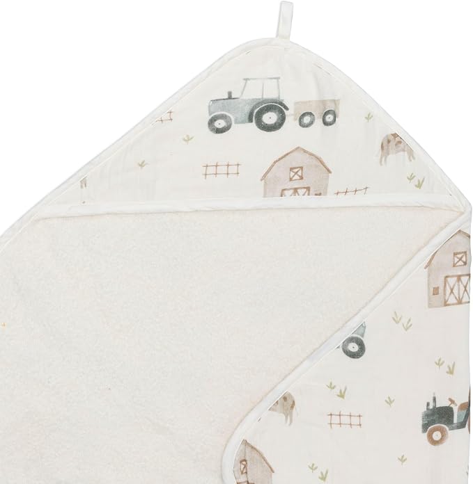Crane Baby Hooded Towel & Washcloth Set, Charlie Farmhouse Tractor Hooded Baby - Image 9