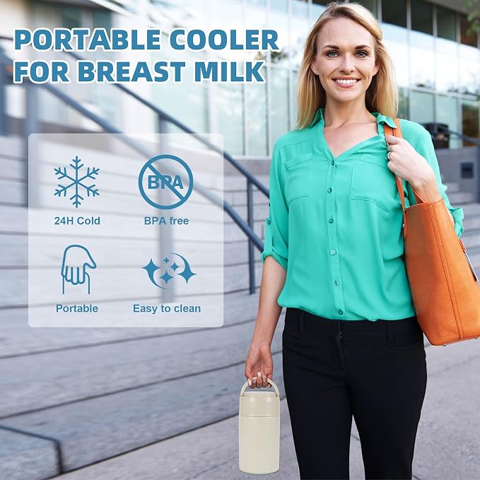 Portable Breast Milk Cooler, Stainless Steel Breastmilk Storage Keeps - Image 3
