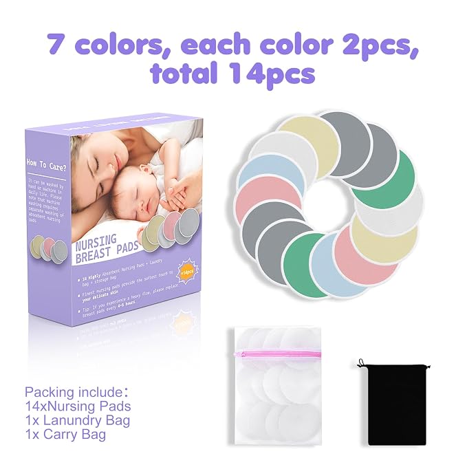 14 PCS Reusable Breast Pads for Breastfeeding – Washable Nursing Pads, Reusable - Image 7