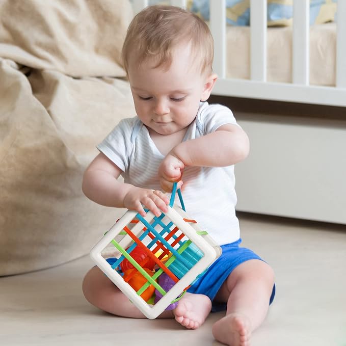 Montessori Toys for 1 Year Old, Cube & 6 Sensory Shape Blocks, Baby Toys 12-18 - Image 7