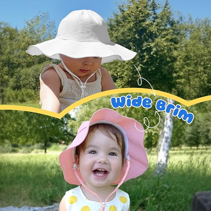HONGTEYA Baby Sun Hat Toddler Girl Beach Hat Adjustable Outdoor Summer Hat UPF - Image 4