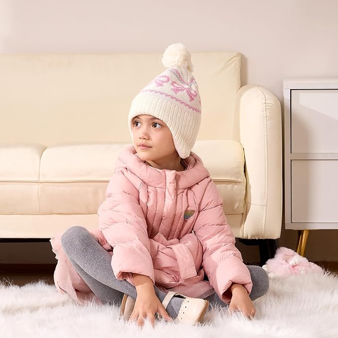 Moon Kitty Baby Girls Earflaps Knit Hats Infant Baby Beanies6-12Months - Image 5