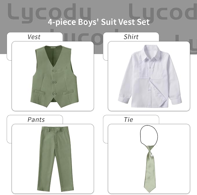 Boys Vest Set Formal Dress Suits Wedding Outfit Dresswear - Image 2