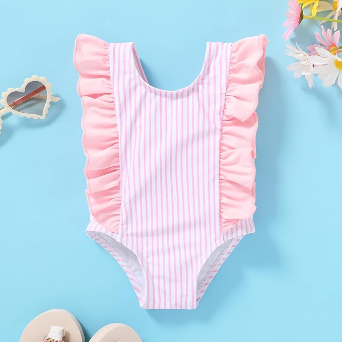 Newborn Baby Girl Ruffle Swimsuit Infant Toddler One Piece Floral Bikini Beach - Image 2