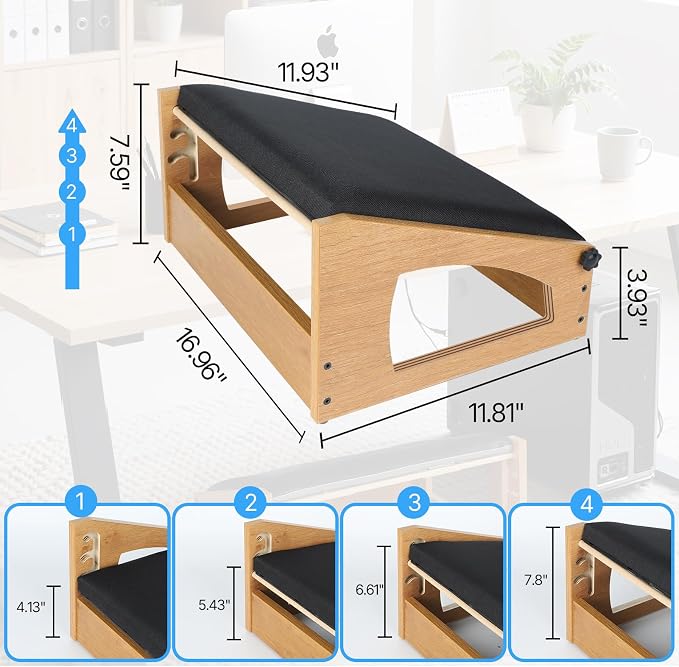 Ergonomic Foot Rest, 4 Adjustable Height Foot Stool, Footrest Under Desk， Flip - Image 4