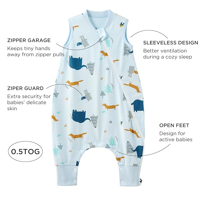 Duomiaomiao 2 Pack 0.5 TOG Toddler Sleep Sack 12-24 Months 100% Cotton - Image 4