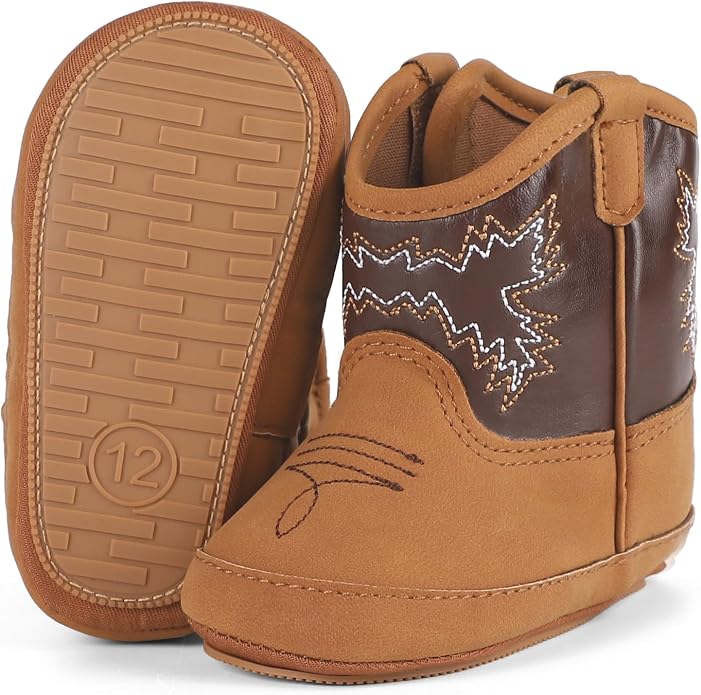 MK MATT KEELY Leather Western Boots Cowboy Bootie Soft Sole Non-Slip Crib Shoes - Image 6
