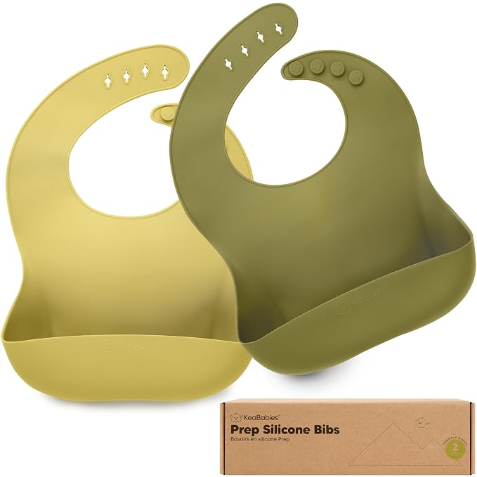 KeaBabies 2-Pack Silicone Baby Bibs by KeaBabies
