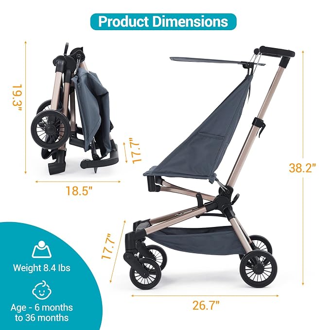 Lightweight Baby Travel Stroller – Compact & Airplane-Friendly Design, One-Hand - Image 7