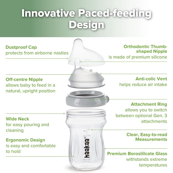 haakaa Gen.3 Natural Glass Baby Bottle 6.3 oz.180ml - Image 4