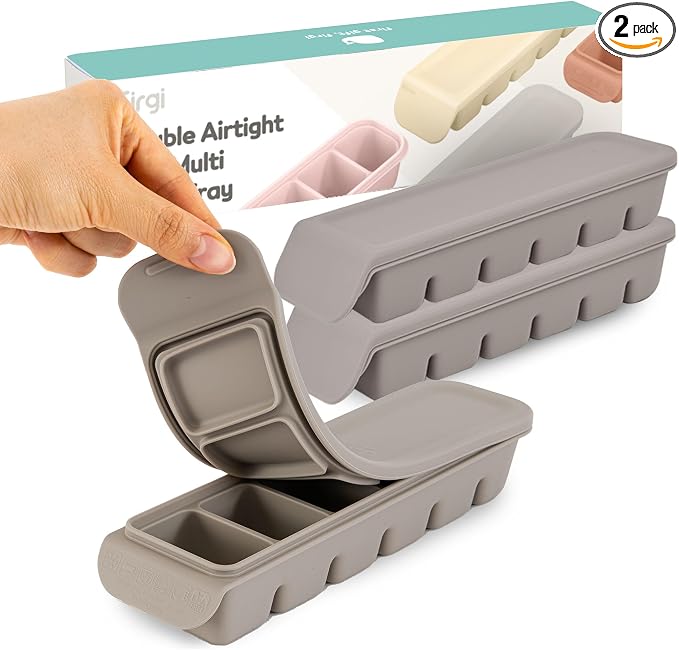Silicone Freezer Trays with Lid, 2ea 1oz 6 Section-Leak Proof Silicone Freezer by FIRGI-FirstGift