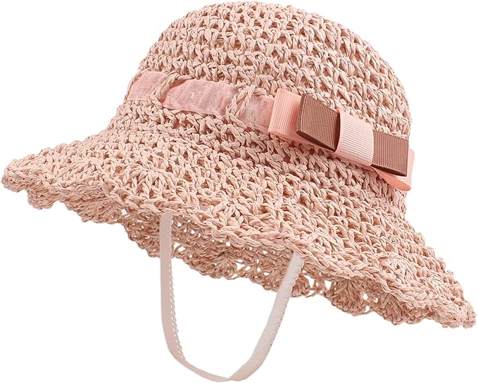 Baby Girl Straw Hat Outdoor Baby Sun Protection Hats Summer Bowknot Beach Cap - Image 2