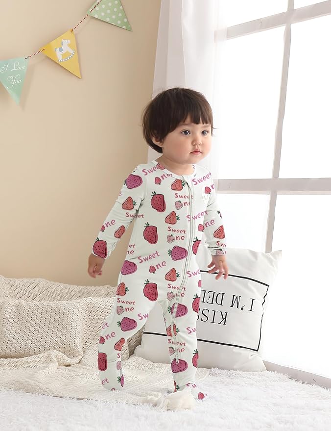 Jimonda Baby Girls Boys Footed Pajamas, Rayon From Bamboo, 2 Way Zipper Long - Image 5