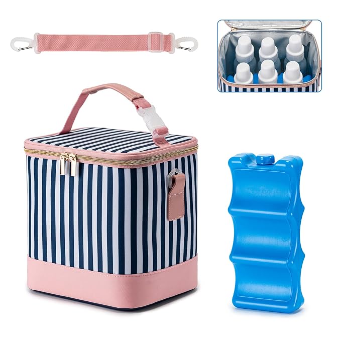 Breastmilk Cooler Bag with Ice Pack Fits 6 Baby Bottles Up to 9 Ounce, Baby by BABEYER