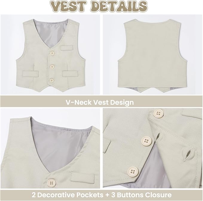 Baby Boy Clothes Suits Infant Gentleman Wedding Outfit Formal Dress Shirt Vest - Image 6
