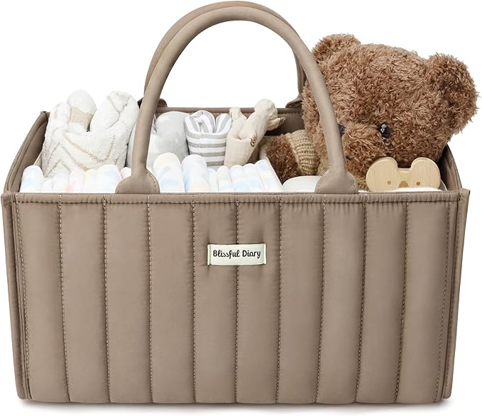 Blissful Diary Baby Diaper Caddy Organizer, Stylish Storage Basket by ForEveryBabysBetterLife