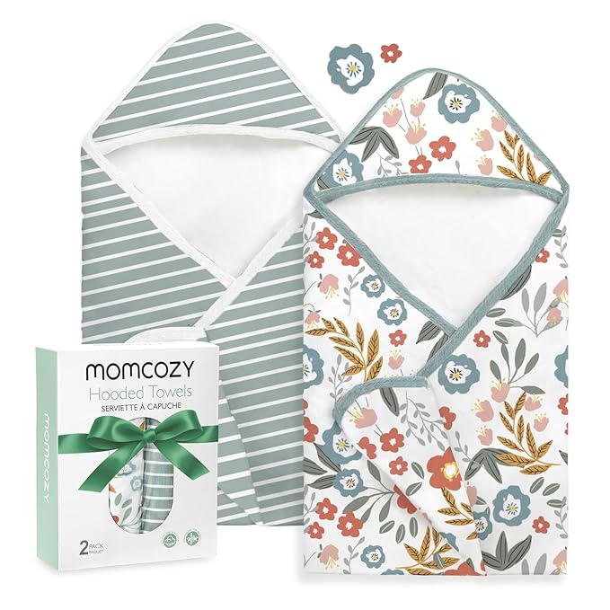 Momcozy Baby Towel with Hooded-2 Pack Soft Bath Towel Set-Shower Gifts or Bath by Momcozy