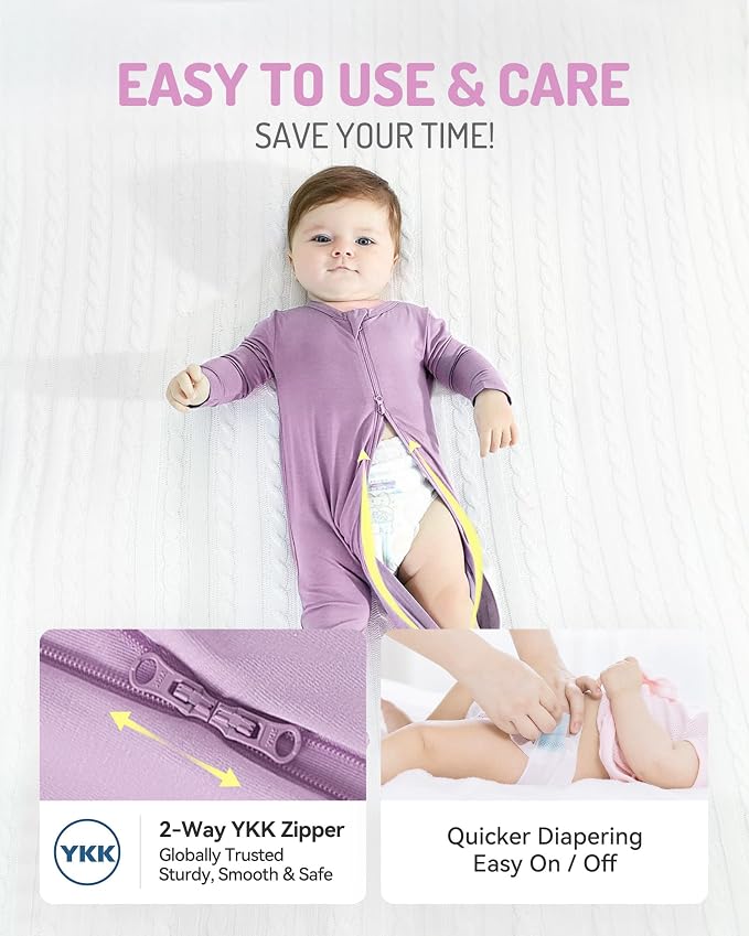 HAPIU Rayon from Bamboo Baby Footed Pajamas, 2 Way Zipper YKK, Footie - Image 4