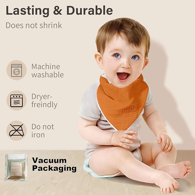 Muslin Baby Bibs, Soft Triangular Baby Bandana Drool Bibs - Image 4
