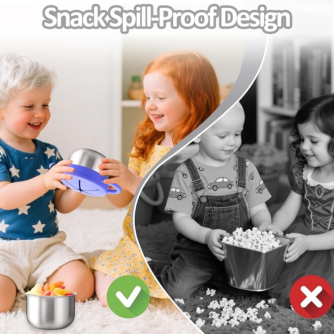 BUSOHA 2 Pack Stainless Steel Toddler Snack Cups - 9 OZ Snack Cups - Image 5