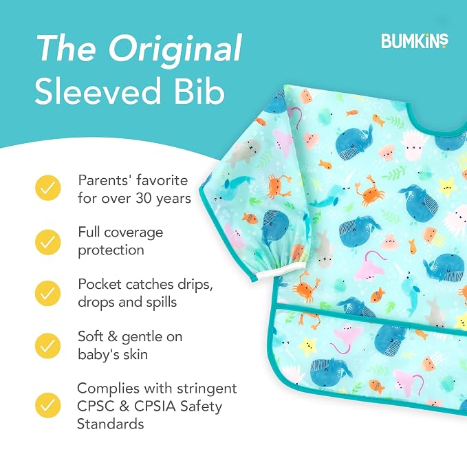 Bumkins Bibs, Baby and Toddler Girls and Boys 6-24 Months, Long Sleeve - Image 5