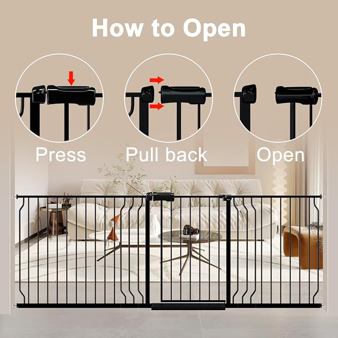 WAOWAO Baby Gate 85.83-95.24" Extra Wide Pressure Mounted Walk Through Swing - Image 3