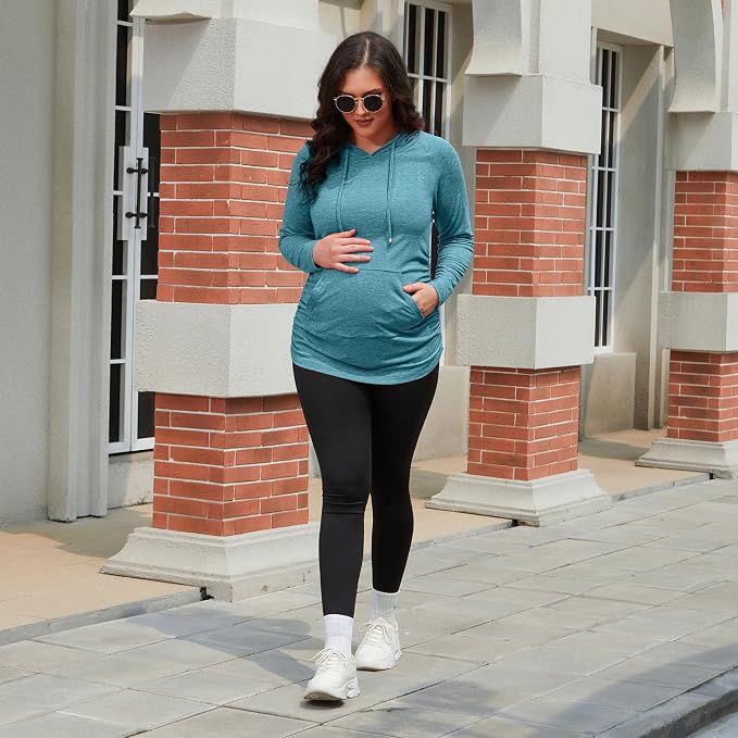 GINKANA Maternity Hoodie Long Sleeves Shirts Casual Maternity Top Pregnancy - Image 5