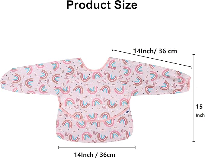 SPINFOX 2 Pack Baby Smock for Eating, Mess Proof Baby Bib, Waterproof Toddler - Image 6