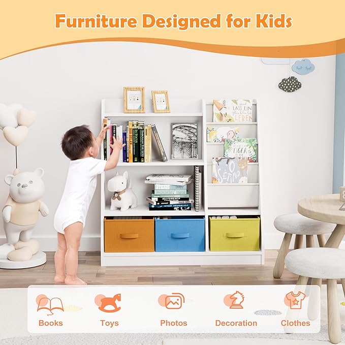 Kids Bookshelf Wood Montessori Toy Storage Organizer Cabinet Shelf Child - Image 5