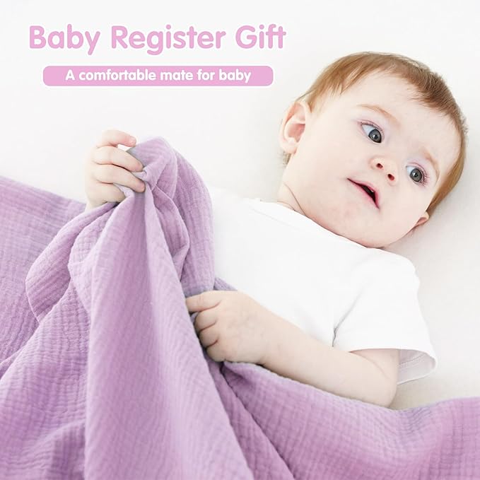 Muslin Swaddle Blankets for Newborns, 2 Pack Large 40 x 40 Inches, 100% Cotton - Image 5