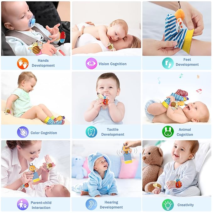 Wrist Rattles Foot Finder Rattle Sock Baby Toy, Rattle Toy, Arm Hand Bracelet - Image 7