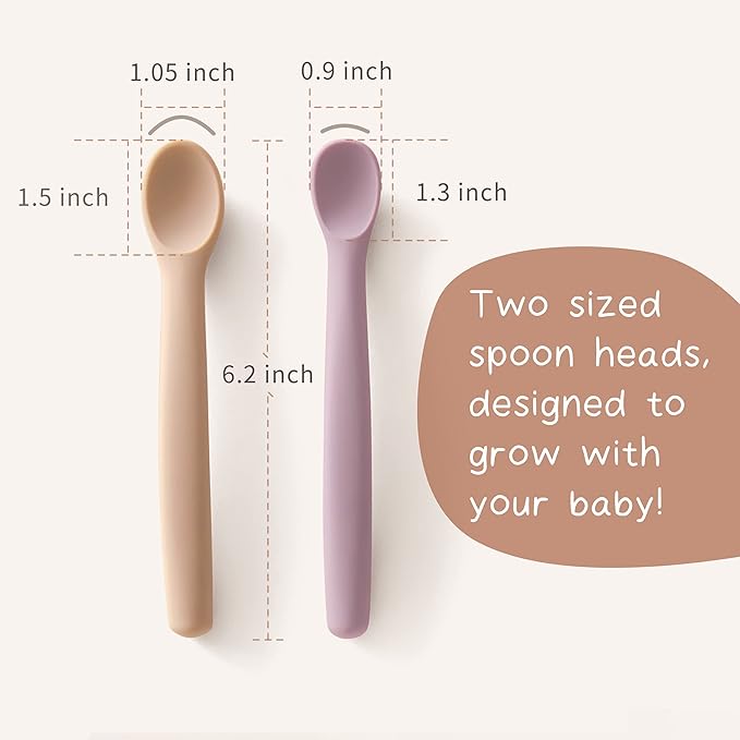 Moonkie Silicone Baby Spoons Set of 4, Two Sizes Feeding Spoon - Image 2